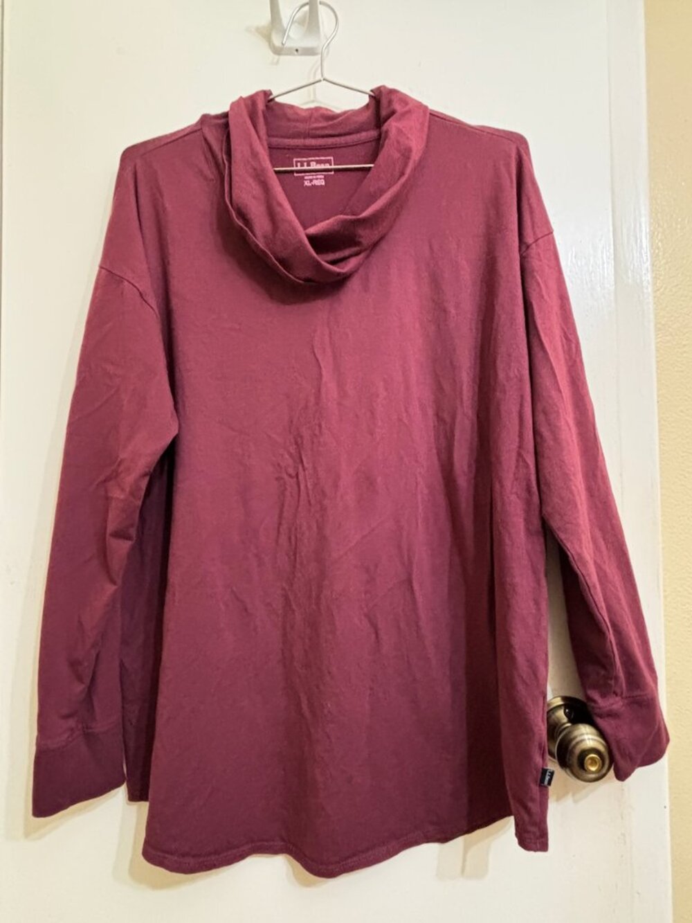 Women's Soft Stretch Supima-Blend Tee, Cowlneck Long-Sleeve